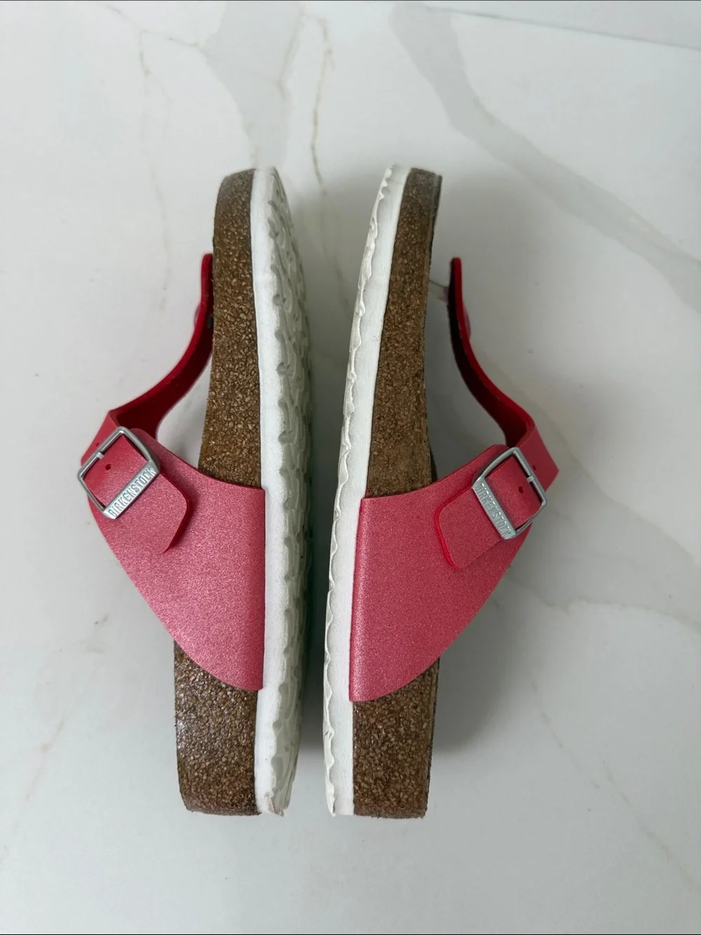 Women's Pink coral Gizeh size 11 42 R T-Strap Cork Footbed Sandals